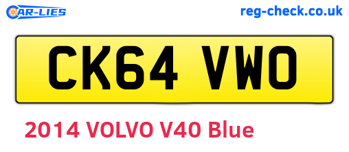 CK64VWO are the vehicle registration plates.