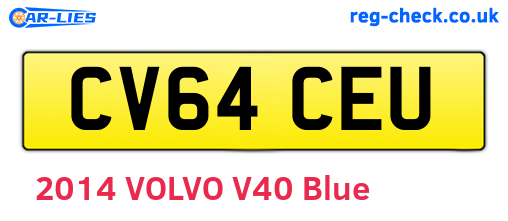 CV64CEU are the vehicle registration plates.