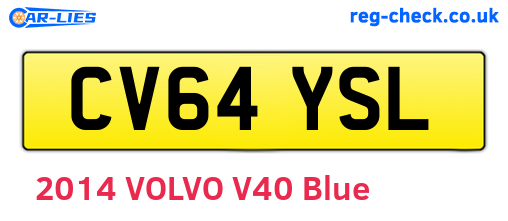 CV64YSL are the vehicle registration plates.