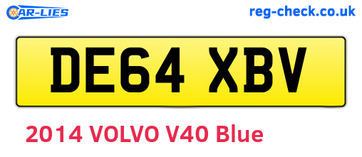 DE64XBV are the vehicle registration plates.