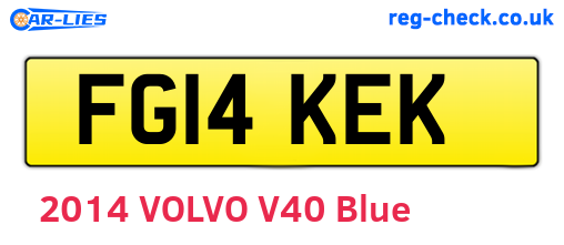FG14KEK are the vehicle registration plates.