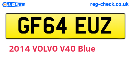 GF64EUZ are the vehicle registration plates.