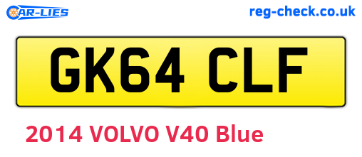 GK64CLF are the vehicle registration plates.