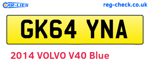 GK64YNA are the vehicle registration plates.