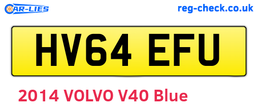 HV64EFU are the vehicle registration plates.