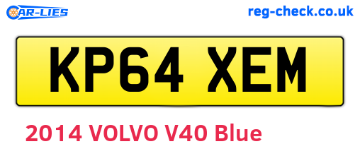 KP64XEM are the vehicle registration plates.