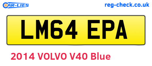 LM64EPA are the vehicle registration plates.