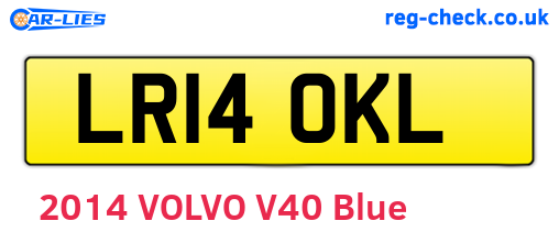 LR14OKL are the vehicle registration plates.