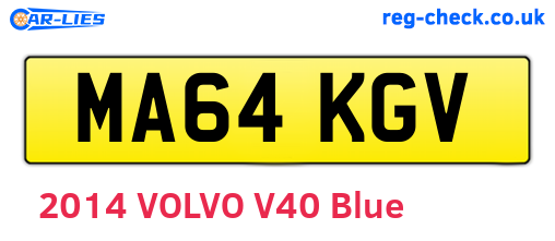 MA64KGV are the vehicle registration plates.