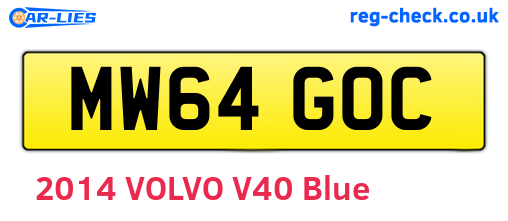 MW64GOC are the vehicle registration plates.