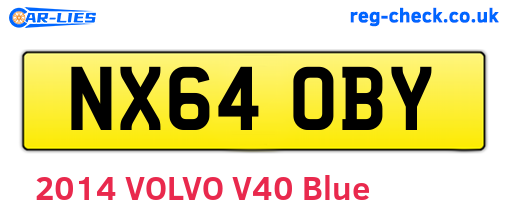 NX64OBY are the vehicle registration plates.