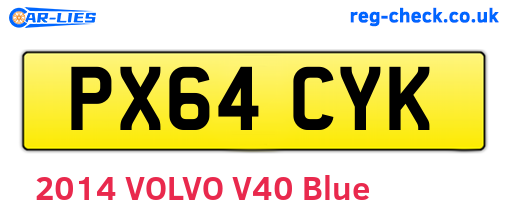 PX64CYK are the vehicle registration plates.