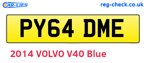 PY64DME are the vehicle registration plates.