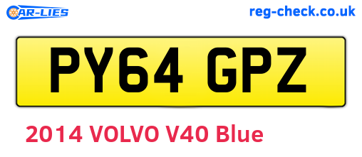 PY64GPZ are the vehicle registration plates.