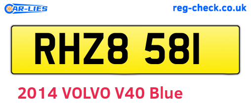 RHZ8581 are the vehicle registration plates.