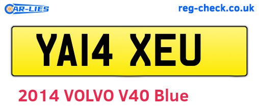 YA14XEU are the vehicle registration plates.