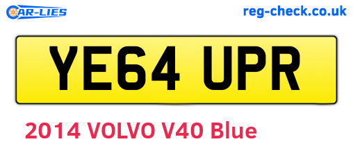 YE64UPR are the vehicle registration plates.