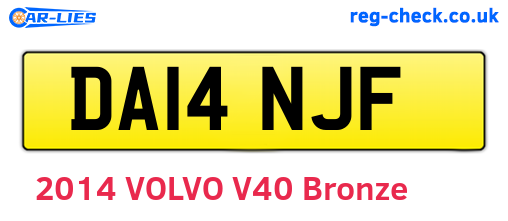 DA14NJF are the vehicle registration plates.
