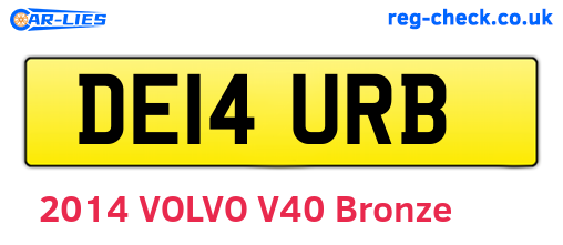 DE14URB are the vehicle registration plates.