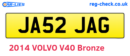 JA52JAG are the vehicle registration plates.