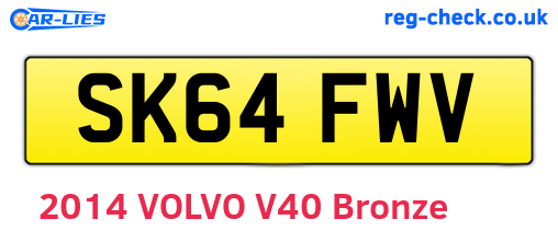 SK64FWV are the vehicle registration plates.