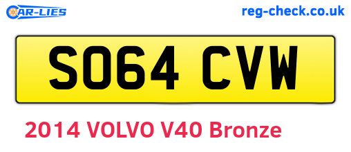 SO64CVW are the vehicle registration plates.
