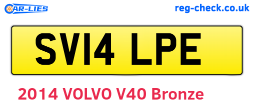 SV14LPE are the vehicle registration plates.