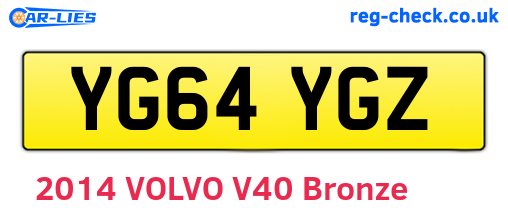 YG64YGZ are the vehicle registration plates.