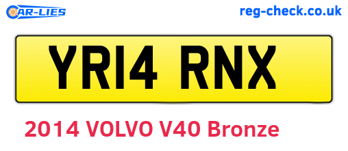 YR14RNX are the vehicle registration plates.