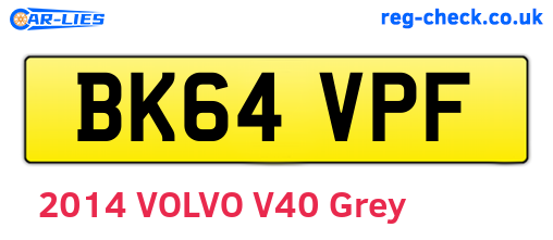 BK64VPF are the vehicle registration plates.