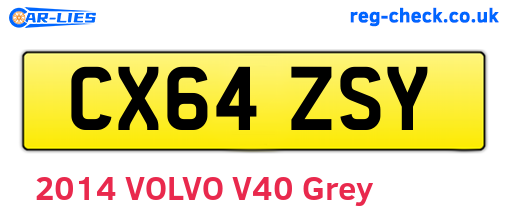 CX64ZSY are the vehicle registration plates.