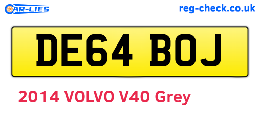 DE64BOJ are the vehicle registration plates.