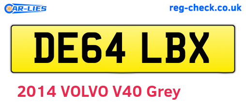 DE64LBX are the vehicle registration plates.