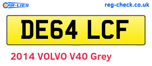DE64LCF are the vehicle registration plates.