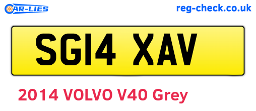 SG14XAV are the vehicle registration plates.