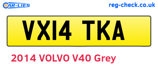 VX14TKA are the vehicle registration plates.