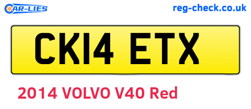 CK14ETX are the vehicle registration plates.