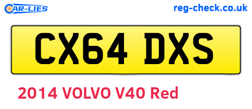 CX64DXS are the vehicle registration plates.