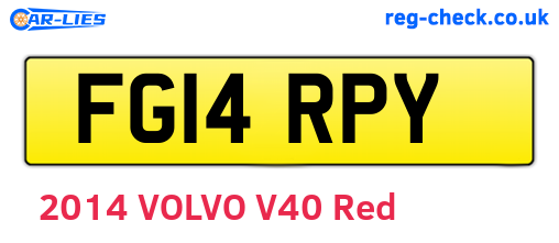 FG14RPY are the vehicle registration plates.