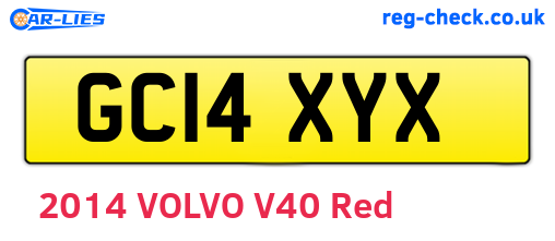 GC14XYX are the vehicle registration plates.