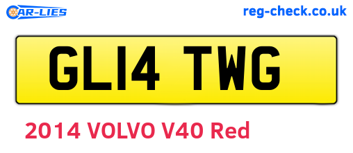 GL14TWG are the vehicle registration plates.