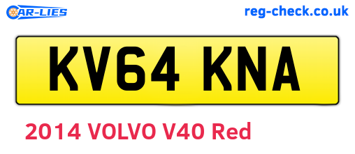 KV64KNA are the vehicle registration plates.