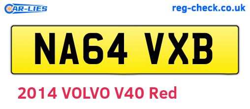 NA64VXB are the vehicle registration plates.