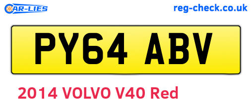 PY64ABV are the vehicle registration plates.