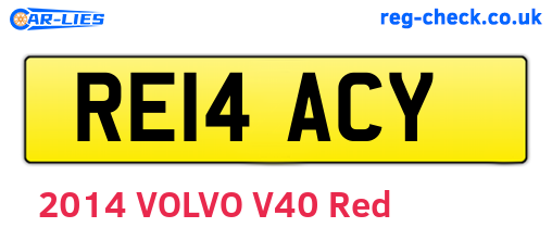 RE14ACY are the vehicle registration plates.