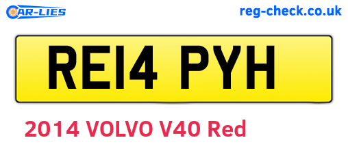 RE14PYH are the vehicle registration plates.