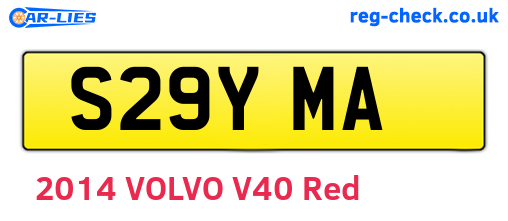 S29YMA are the vehicle registration plates.