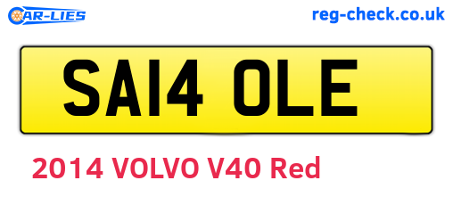 SA14OLE are the vehicle registration plates.