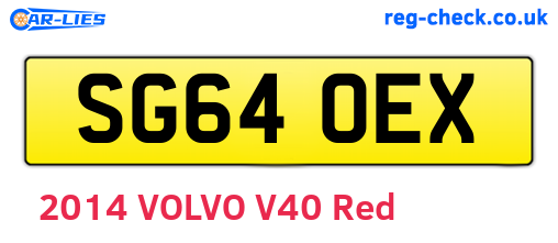 SG64OEX are the vehicle registration plates.