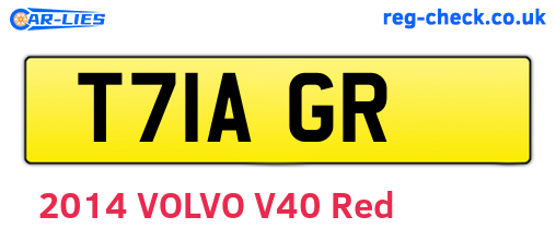 T71AGR are the vehicle registration plates.
